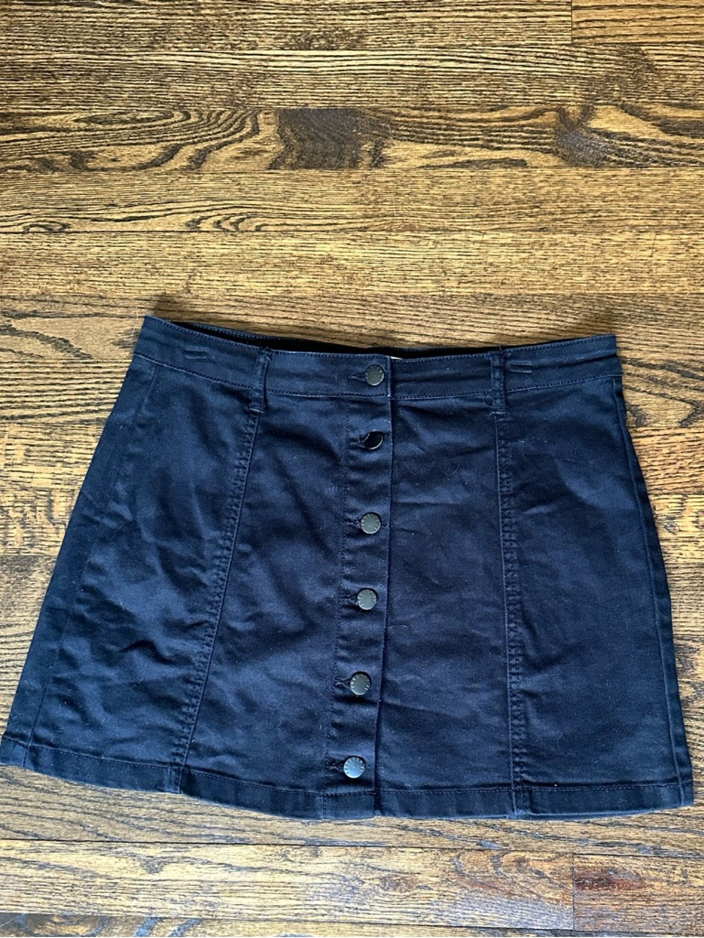 FOrever 21 Black Denim Button Mini Skirt , Size 30 US (L)